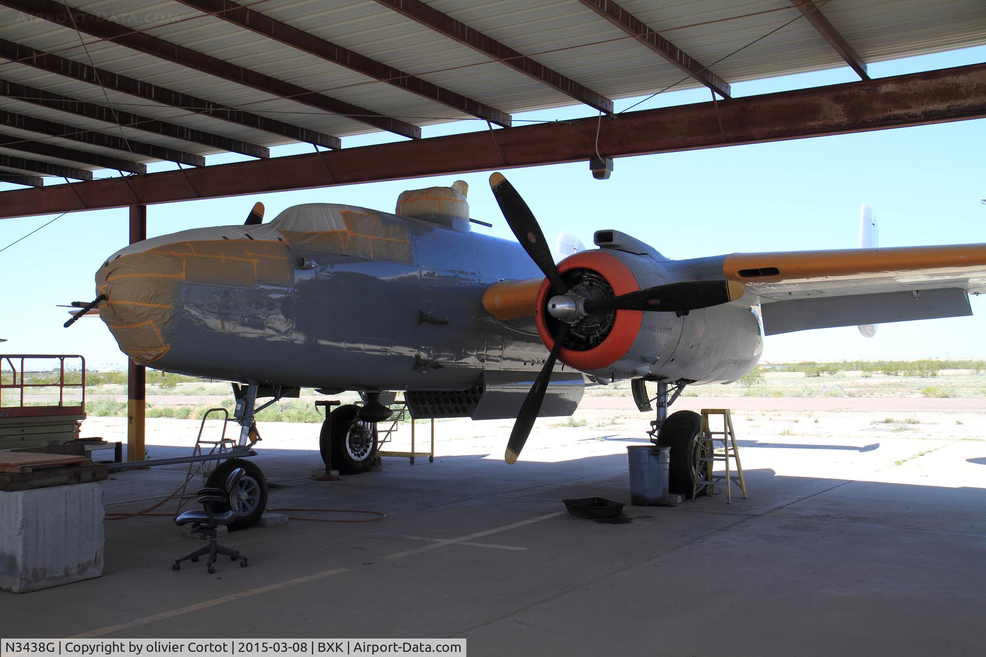 N3438G, 1944 North American TB-25J Mitchell C/N 44-86797, paint job at Buckeye airport