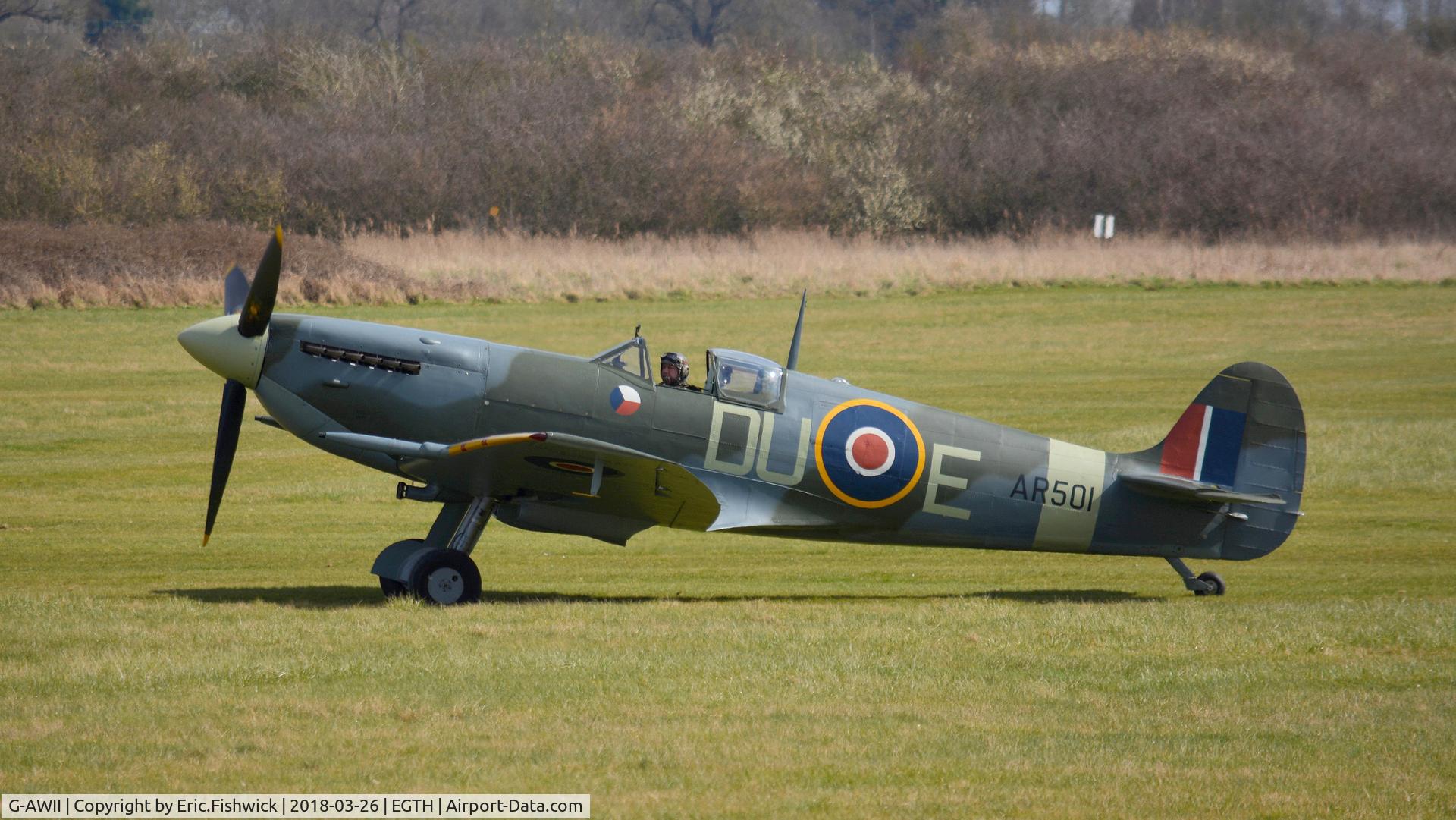 G-AWII, 1942 Supermarine 349 Spitfire LF.Vc C/N WASP/20/223, 1. AR501 - 26th March, 2018.