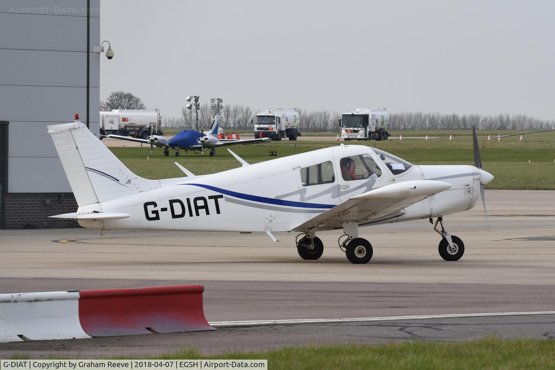 G-DIAT, 1974 Piper PA-28-140 Cherokee Cruiser C/N 28-7425322, Departing from Norwich.