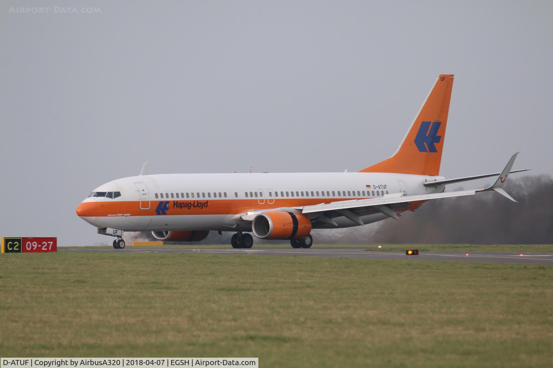D-ATUF, 2006 Boeing 737-8K5 C/N 34687, Arriving at Norwich for repaint, farewell to retro Hapag Lloyd