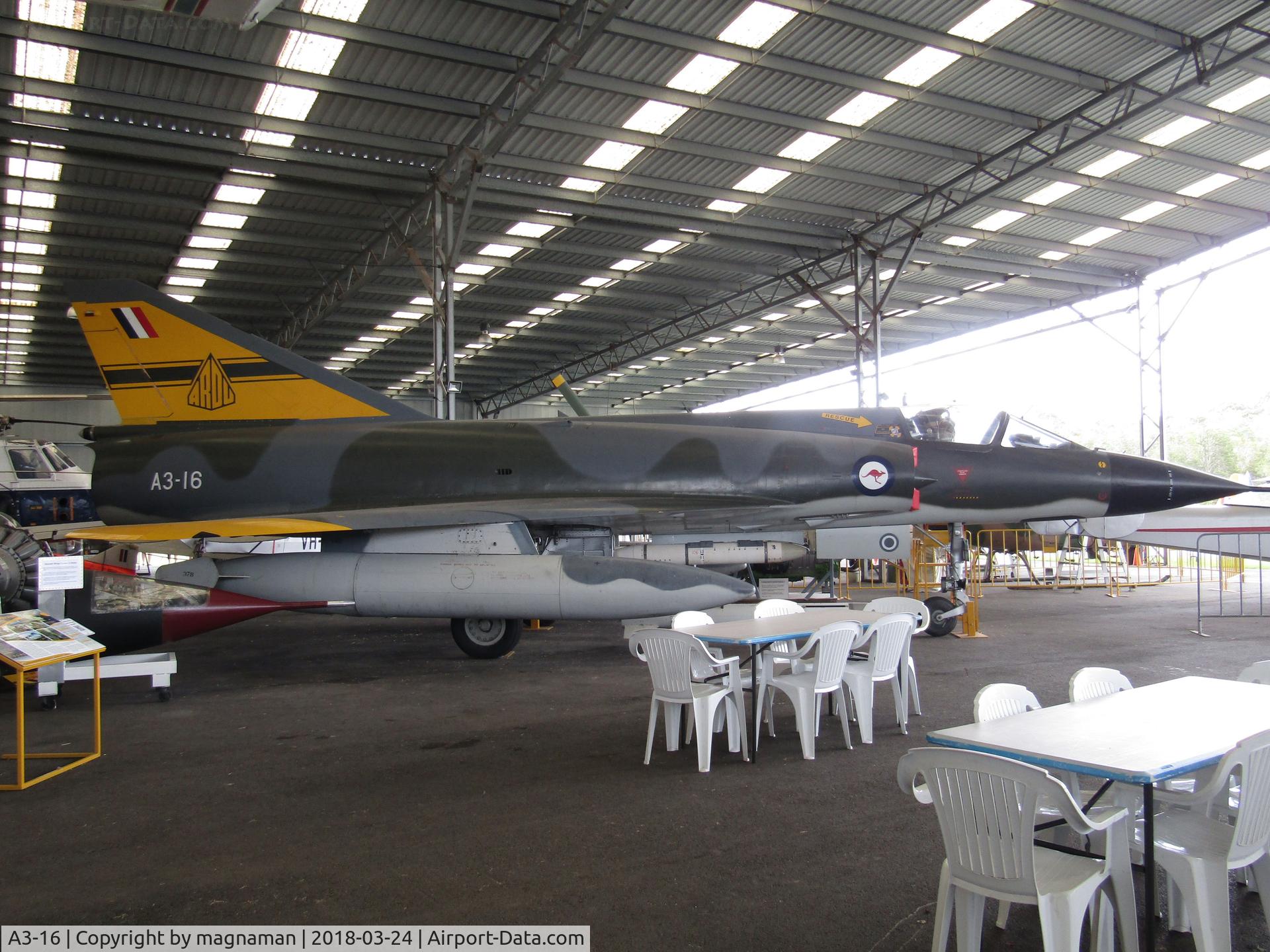 A3-16, Dassault Mirage IIIO C/N 29-16, at Caloundra Museum