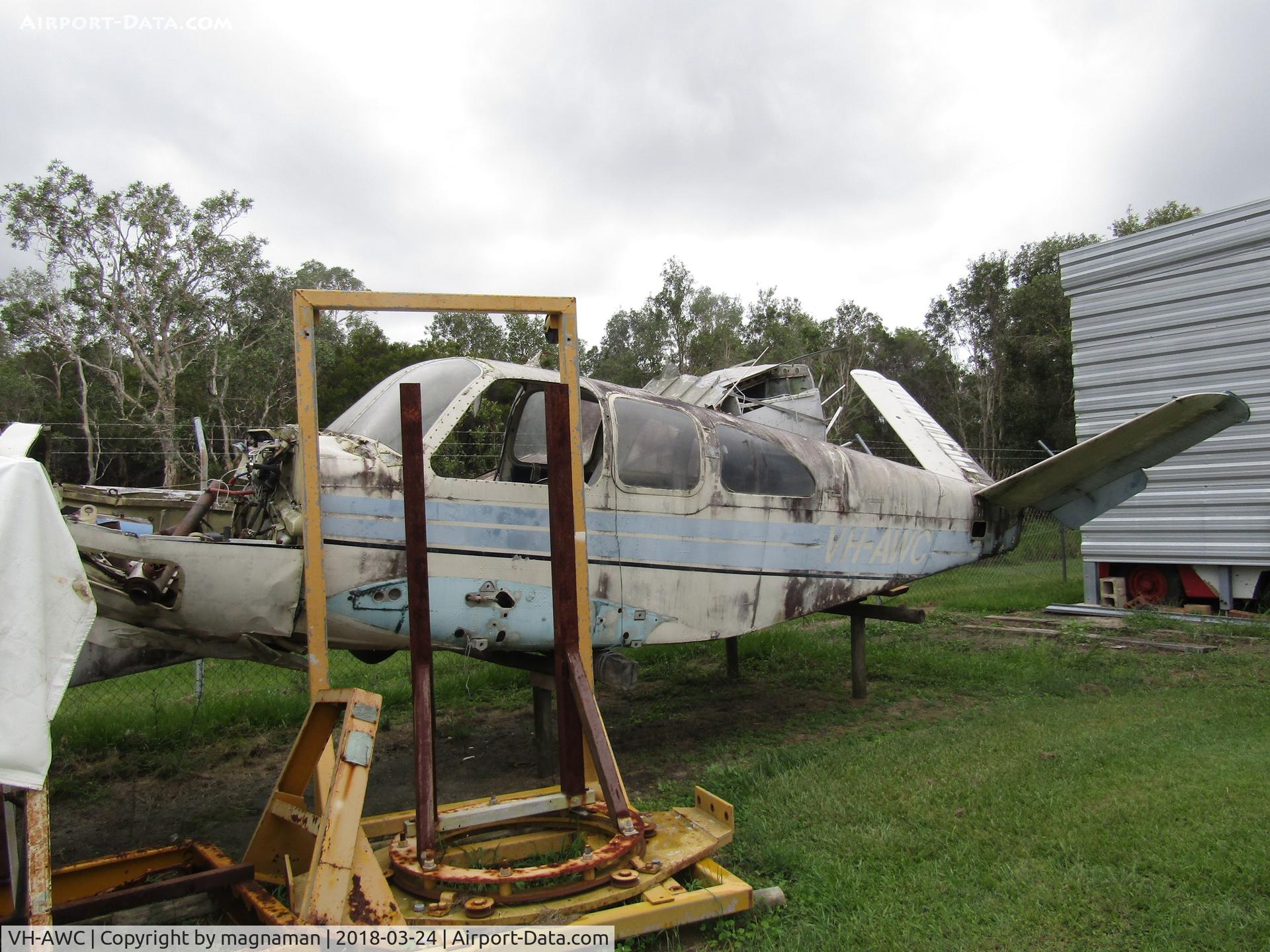 VH-AWC, 1963 Beech P35 Bonanza C/N D-7227, Poor shape now - at Caloundra Museum
