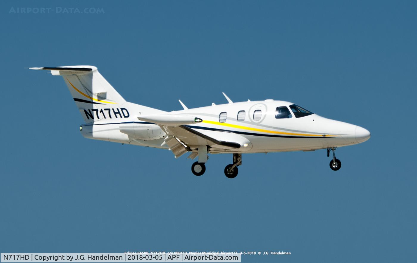 N717HD, 2007 Eclipse Aviation Corp EA500 C/N 000113, Landing at Naples FL.