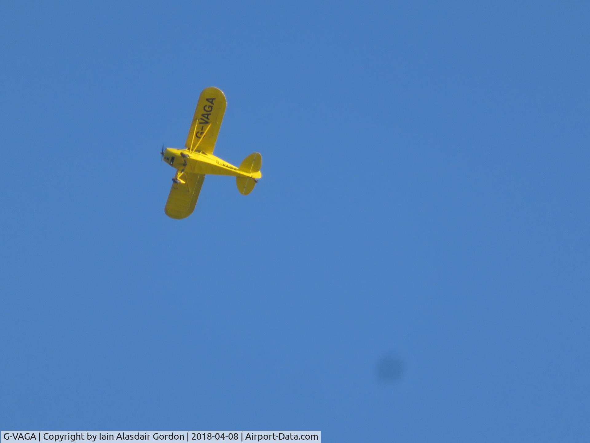 G-VAGA, 1948 Piper PA-15 Vagabond Vagabond C/N 15-248, Flying over New Polzeath on the North Cornish Coast, Sunday evening, 9 April 2018