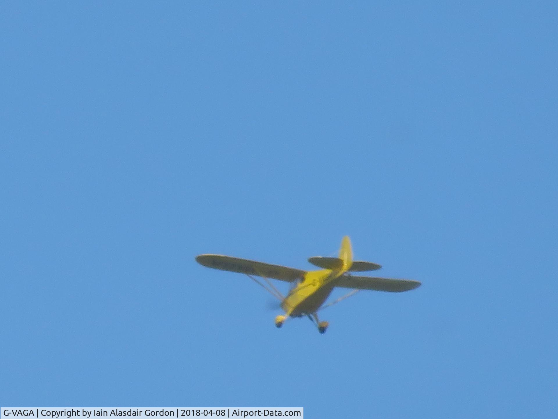 G-VAGA, 1948 Piper PA-15 Vagabond Vagabond C/N 15-248, Flying over New Polzeath on the North Cornish Coast, Sunday evening, 9 April 2018
