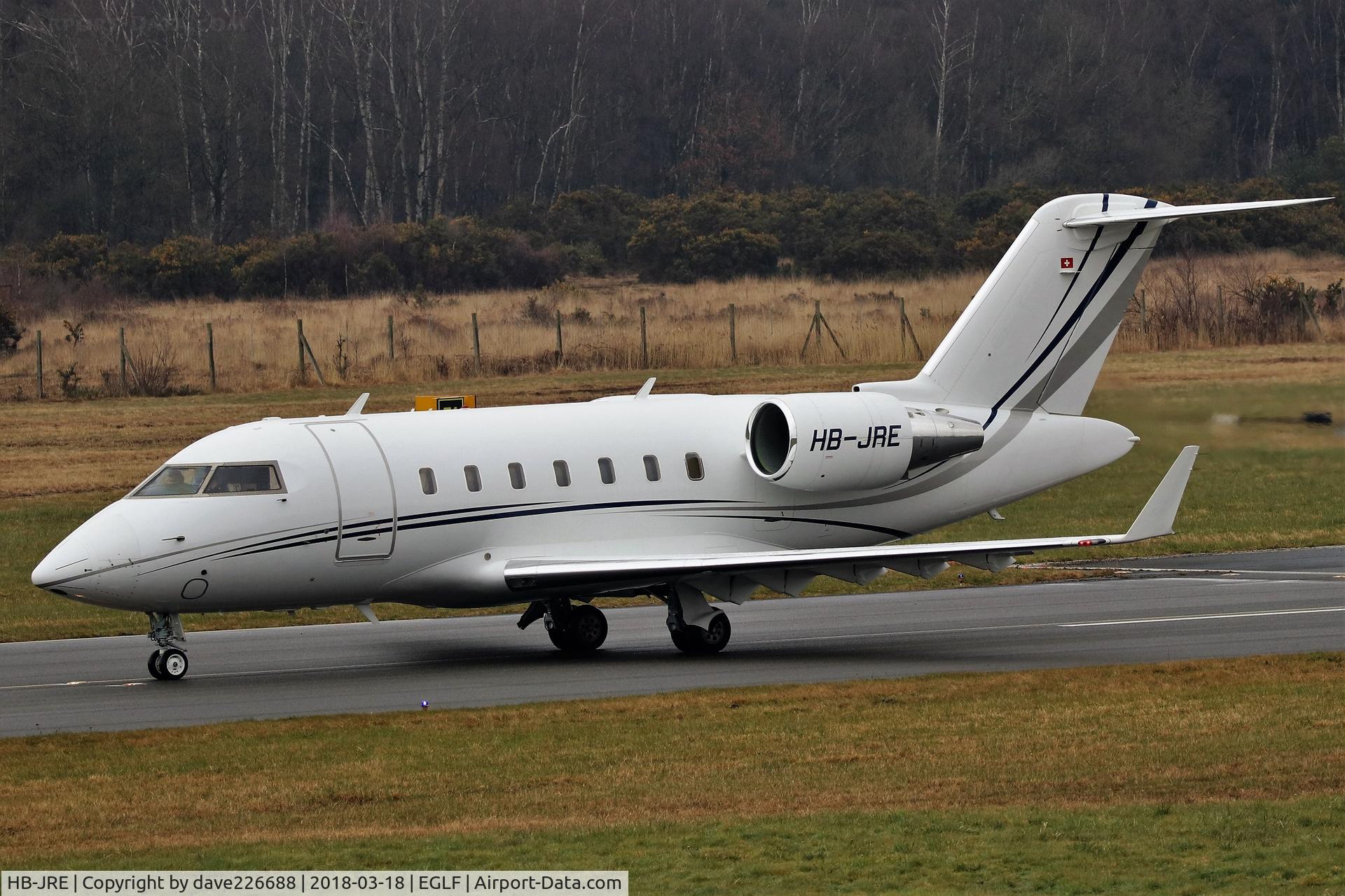 HB-JRE, 2007 Bombardier Challenger 605 (CL-600-2B16) C/N 5726, Execujet Challenger 605 back tracking on 06 at Farnborough