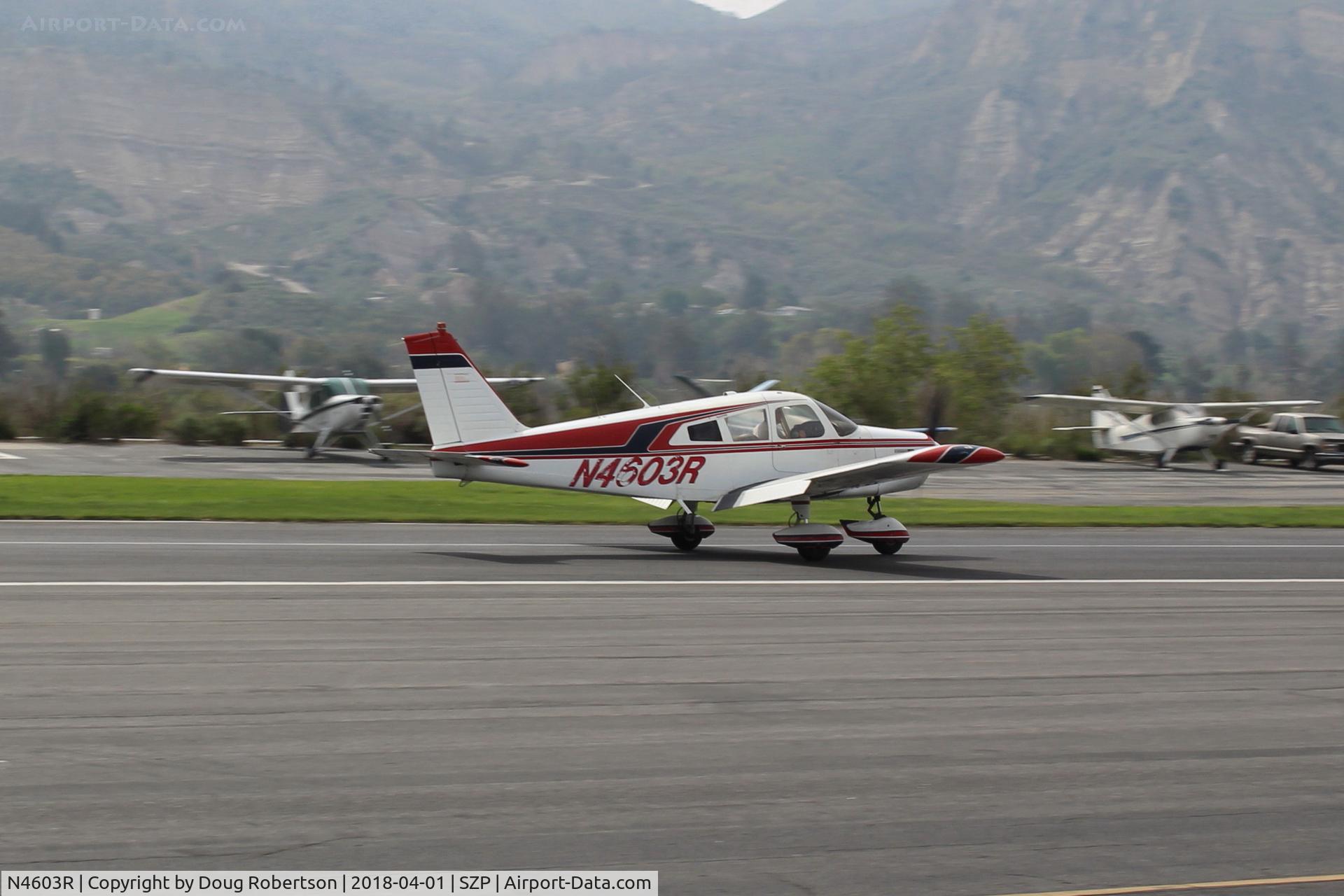N4603R, 1965 Piper PA-28-140 Cherokee C/N 28-21351, 1965 Piper PA-28-140 CHEROKEE, Lycoming O-320-E2A 150 Hp, landing roll Rwy 22