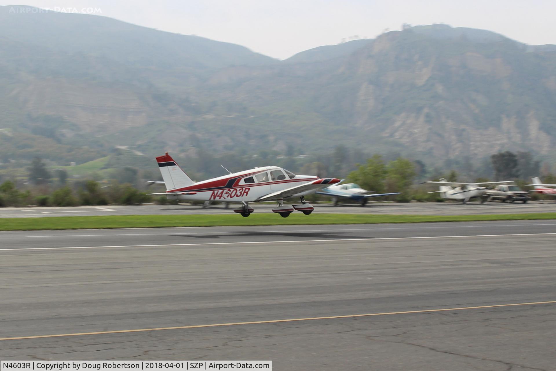 N4603R, 1965 Piper PA-28-140 Cherokee C/N 28-21351, 1965 Piper PA-28-140 CHEROKEE, Lycoming O-320-E2A 150 Hp, takeoff climb Rwy 22
