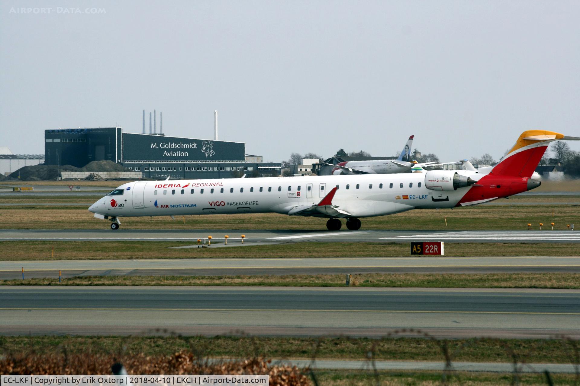 EC-LKF, 2010 Bombardier CRJ-1000ER NG (CL-600-2E25) C/N 19011, EC-LKF operating on behalf of SAS. Just arrived rw 04L