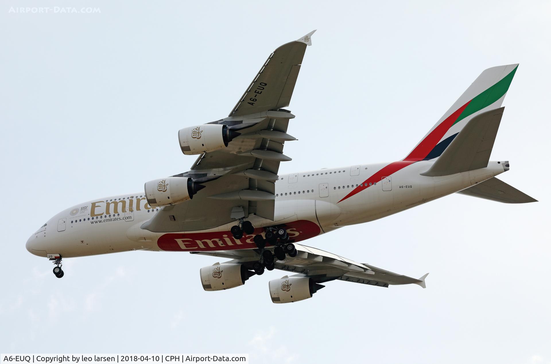 A6-EUQ, 2016 Airbus A380-842 C/N 229, Copenhagen 10.4.2018 L/D R-04R