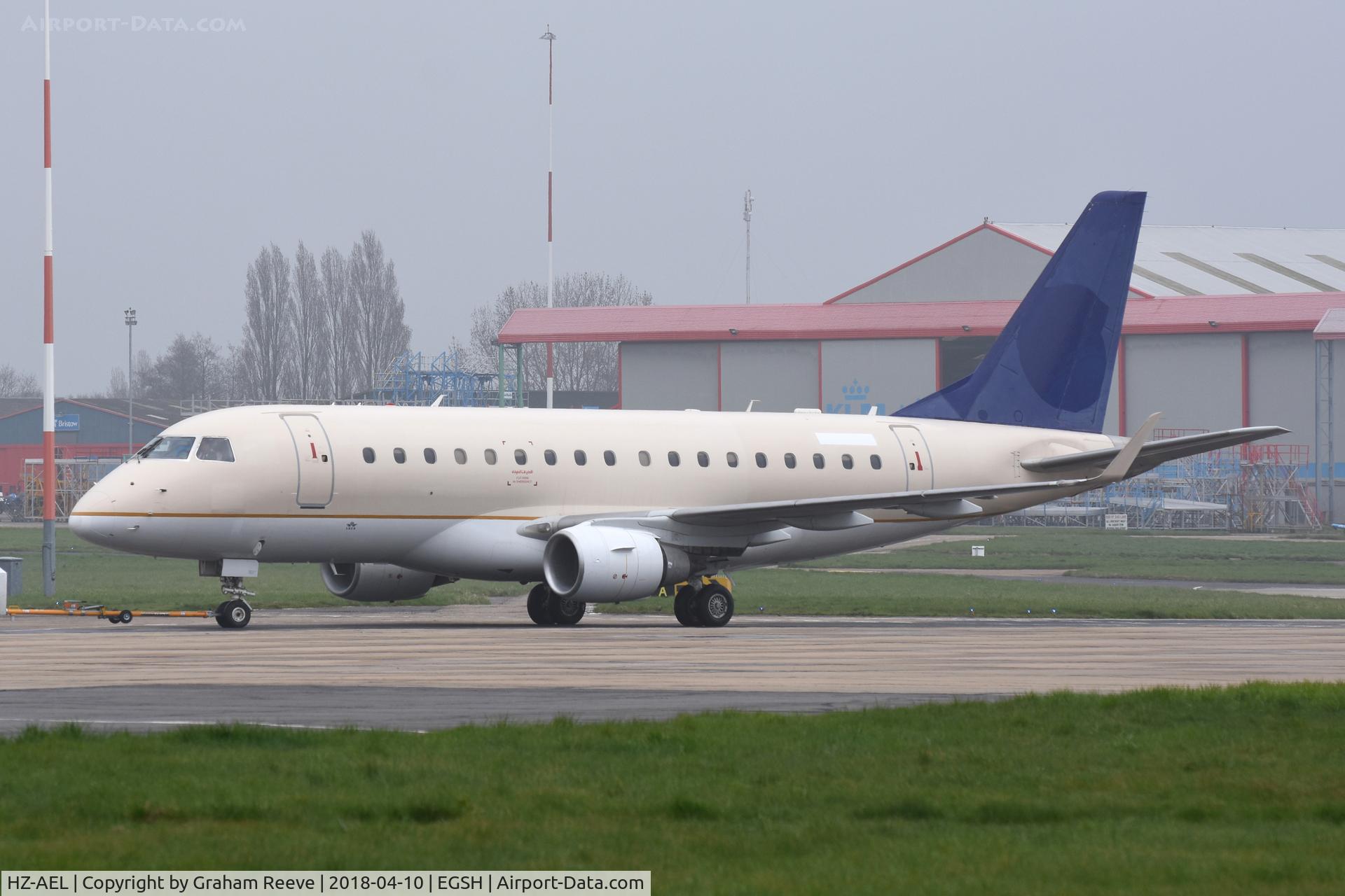 HZ-AEL, 2006 Embraer 170LR (ERJ-170-100LR) C/N 17000152, Under tow at Norwich.