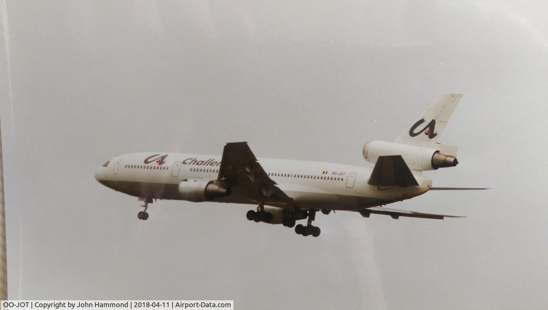 OO-JOT, 1973 McDonnell Douglas DC-10-30 C/N 46850, Manchester airport UK. Early/mid 1990's