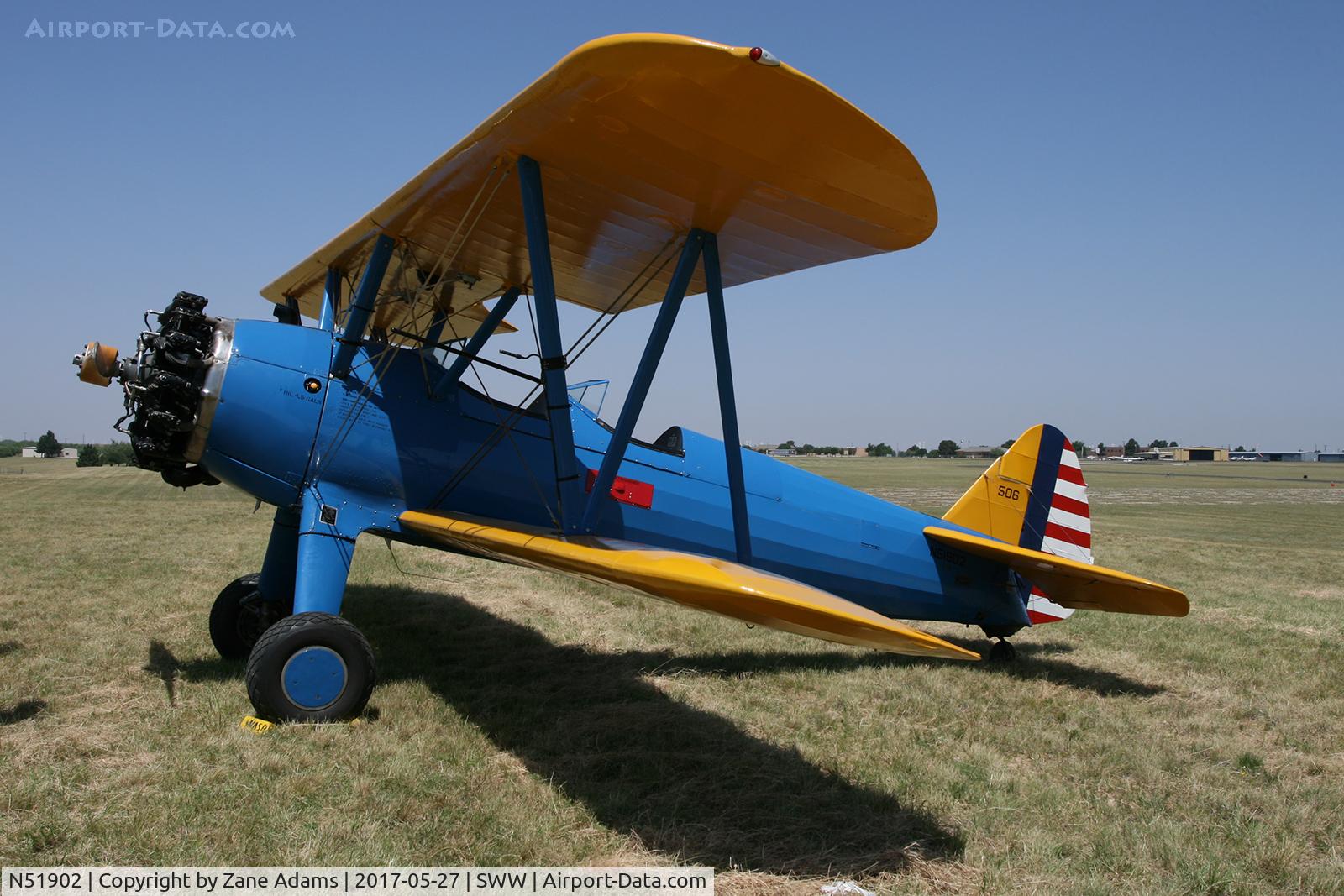 N51902, 1940 Boeing A75N1(PT17) C/N 75-506, Avenger Field, Sweetwater, TX