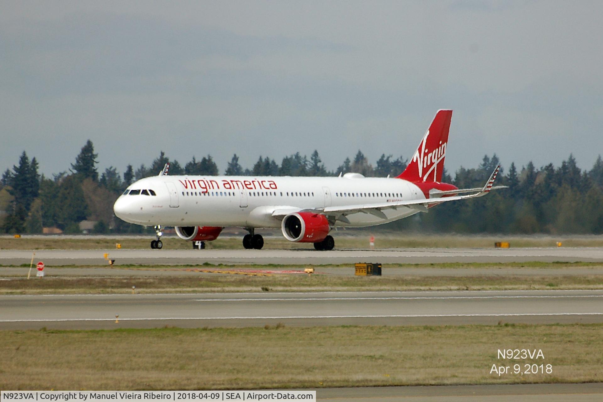 N923VA, 2017 Airbus A321-253NEO C/N 7861, Departure at SeaTac