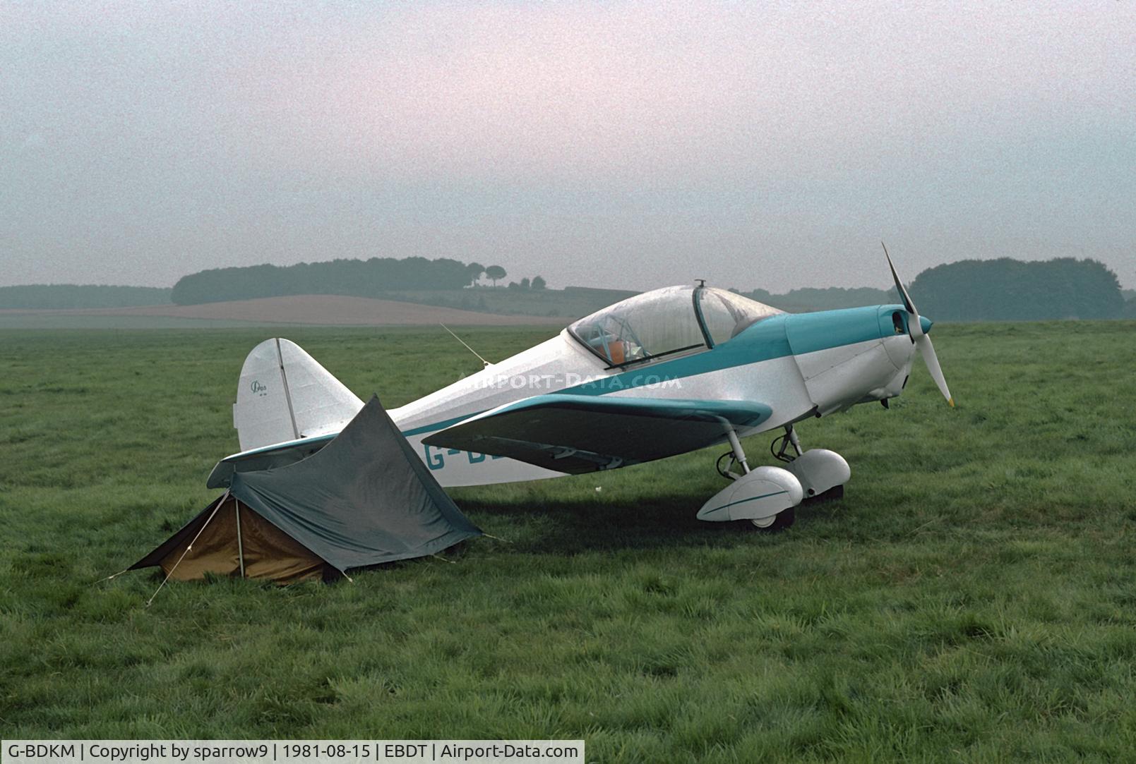 G-BDKM, 1951 SIPA 903 C/N 98, Camping under the wing. Schaffen-Diest Rally. Scanned from a slide.