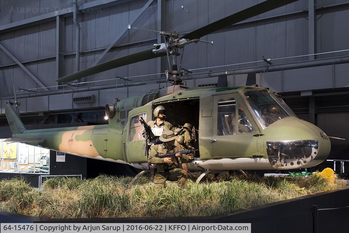 64-15476, 1964 Bell UH-1P Iroquois C/N 7026, Huey ‘492’ is painted to represent a 20th Special Operations Squadron “Green Hornets” helicopter that rescued a seven-man team of Green Berets on Nov. 26, 1968 in Vietnam.  The pilot, 1st Lt. J. Fleming was awarded the Medal of Honor for the mission.