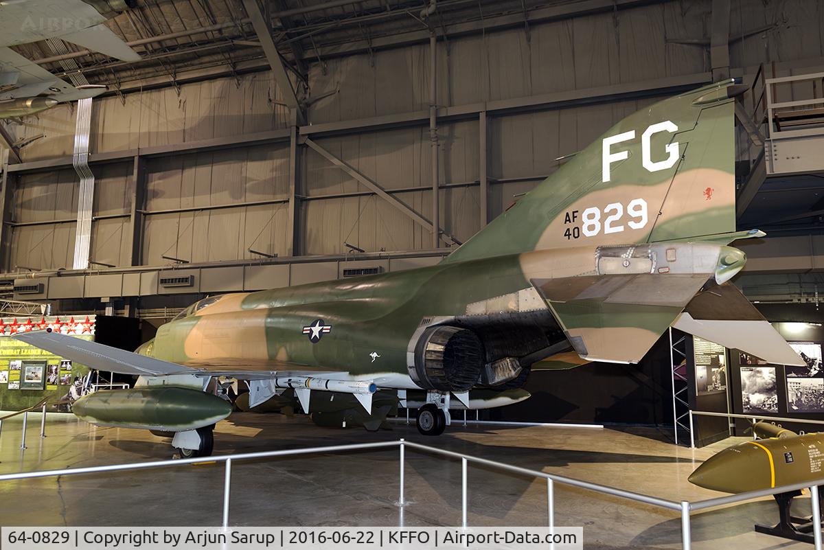 64-0829, 1964 McDonnell F-4C Phantom II C/N 1169, On display at the National Museum of the U.S. Air Force.  This Phantom is painted to represent “Scat XXVII”, the 8th TFW aircraft in which Col. Robin Olds shot down two MiG-17s in a single day over Vietnam on May 20, 1967.
