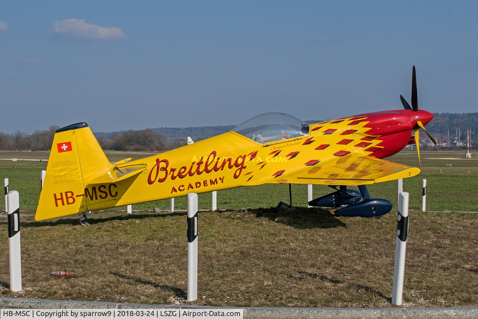 HB-MSC, 1993 Mudry CAP-231EX C/N 03, On the roudabout near Grenchen aerodrome instead of a Starfighter.