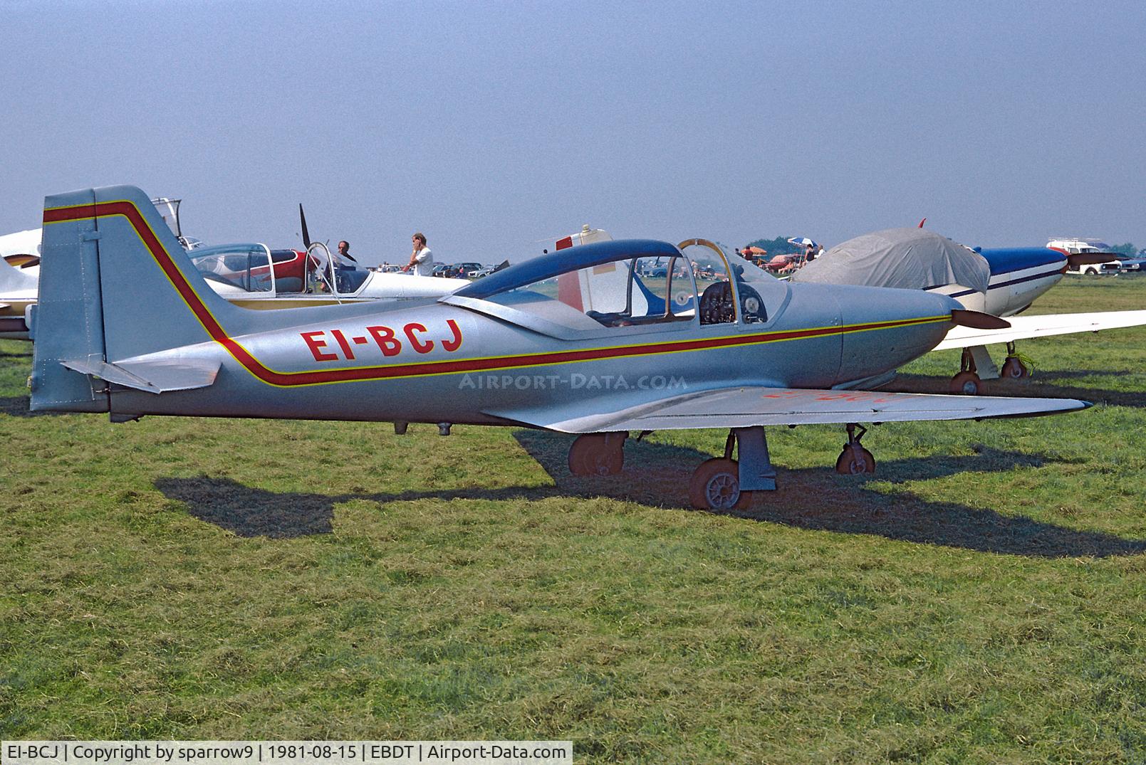 EI-BCJ, 1959 Aeromere F-8L Falco III C/N 204, Schaffen-Diest Rally. Old paint-scheme. The first irish woman airline-pilot was piloting.Scanned from a slide.