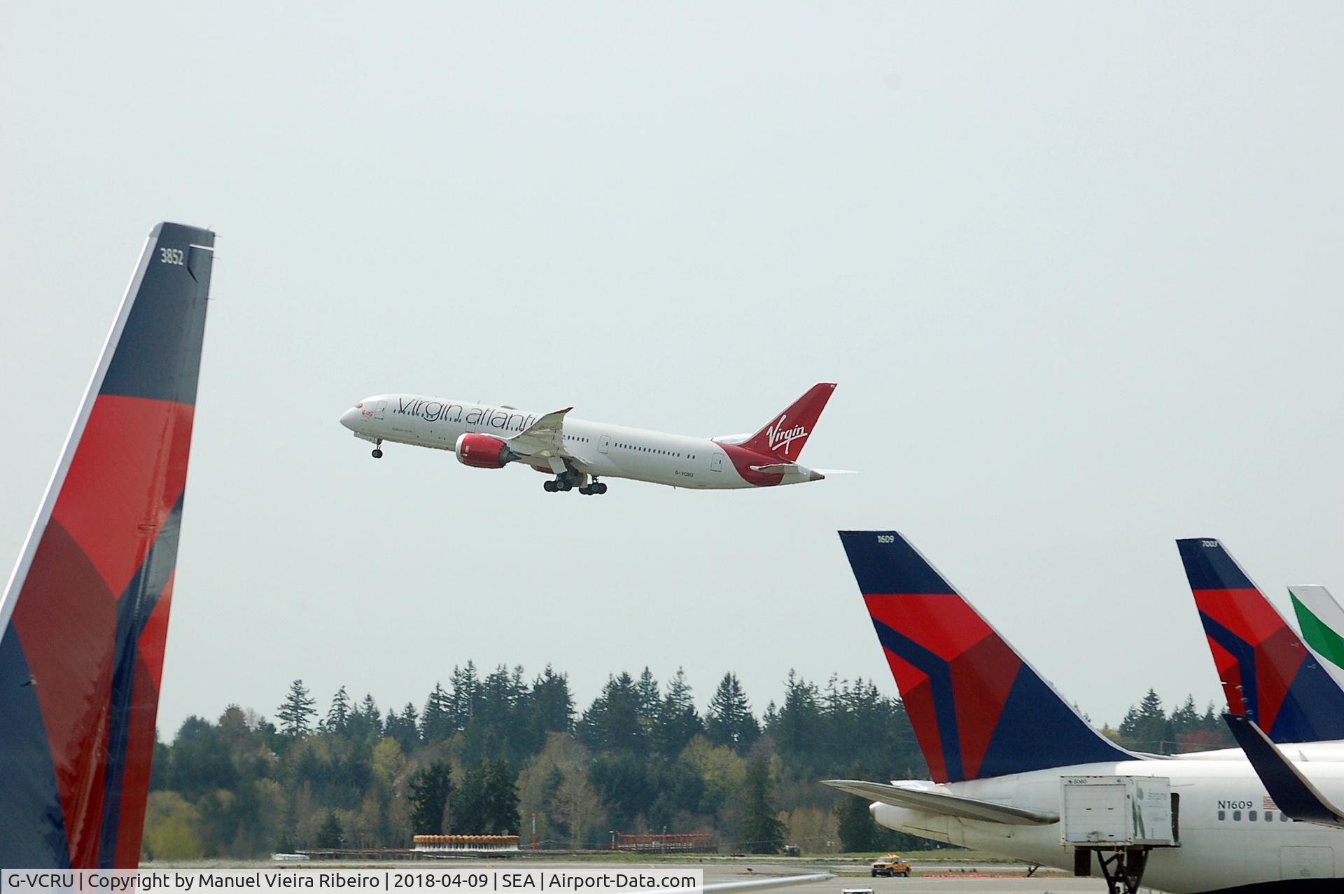 G-VCRU, 2015 Boeing 787-9 Dreamliner C/N 37972, Take off from SeaTac