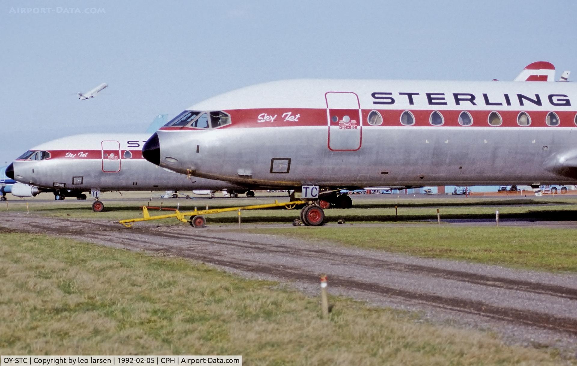 OY-STC, 1966 Sud Aviation SE-210 Caravelle 10B3 Super B C/N 212, Copenhagen 5.2.1992 Time out for Super Caravelle in Sterling regi.