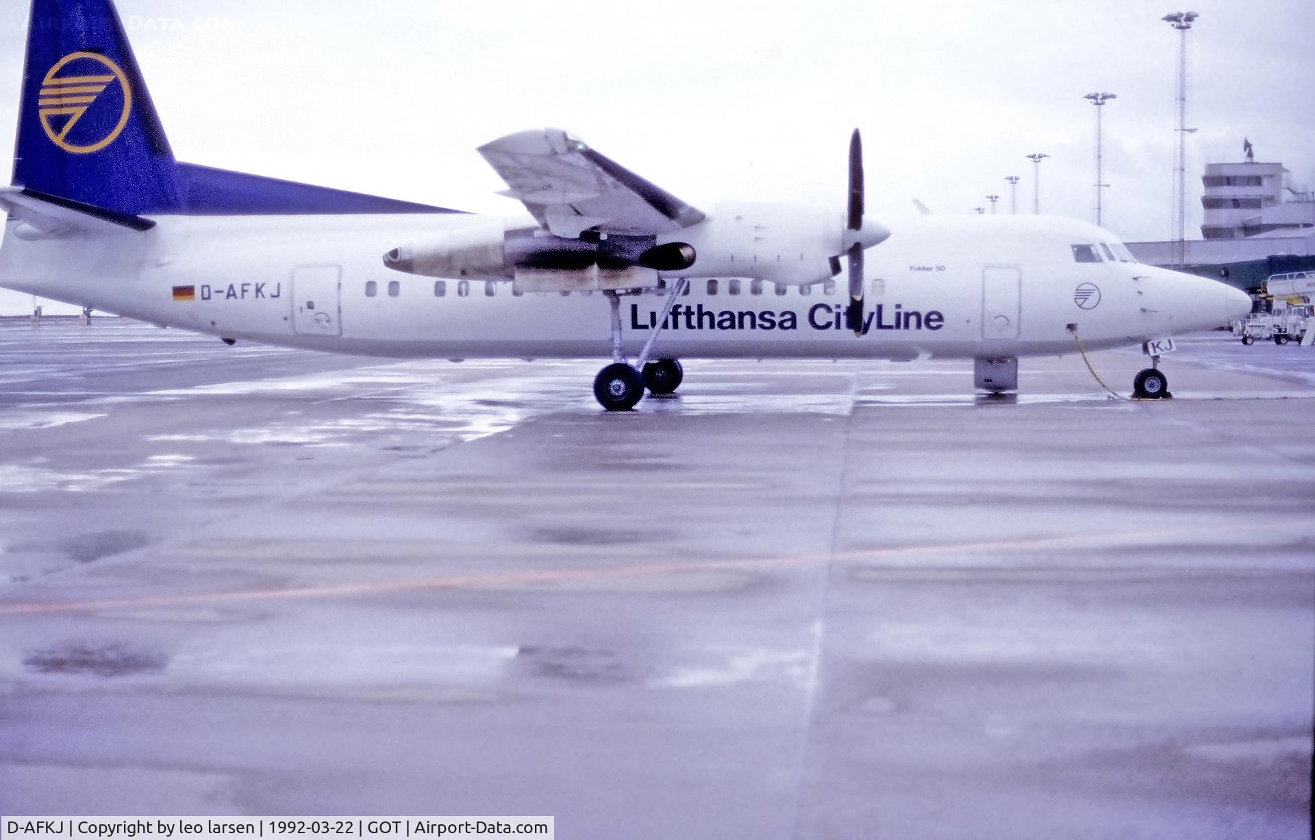 D-AFKJ, 1989 Fokker 50 C/N 20160, Gotenborg 22.3.1992