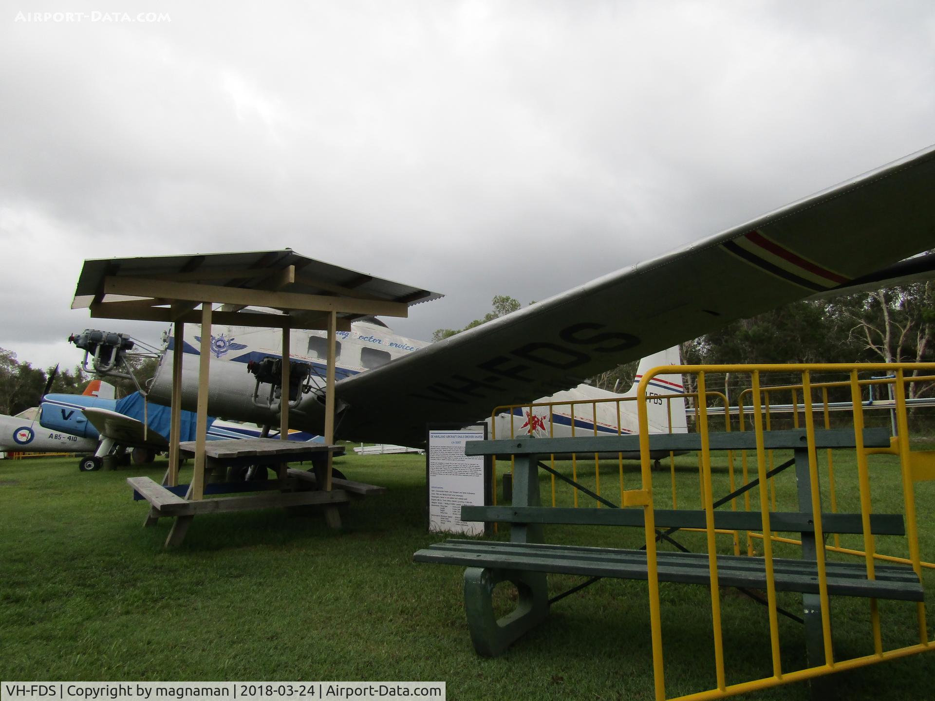 VH-FDS, 1951 De Havilland Australia DHA-3 Drover MkI C/N DHA5007, outside ata damp caloundra