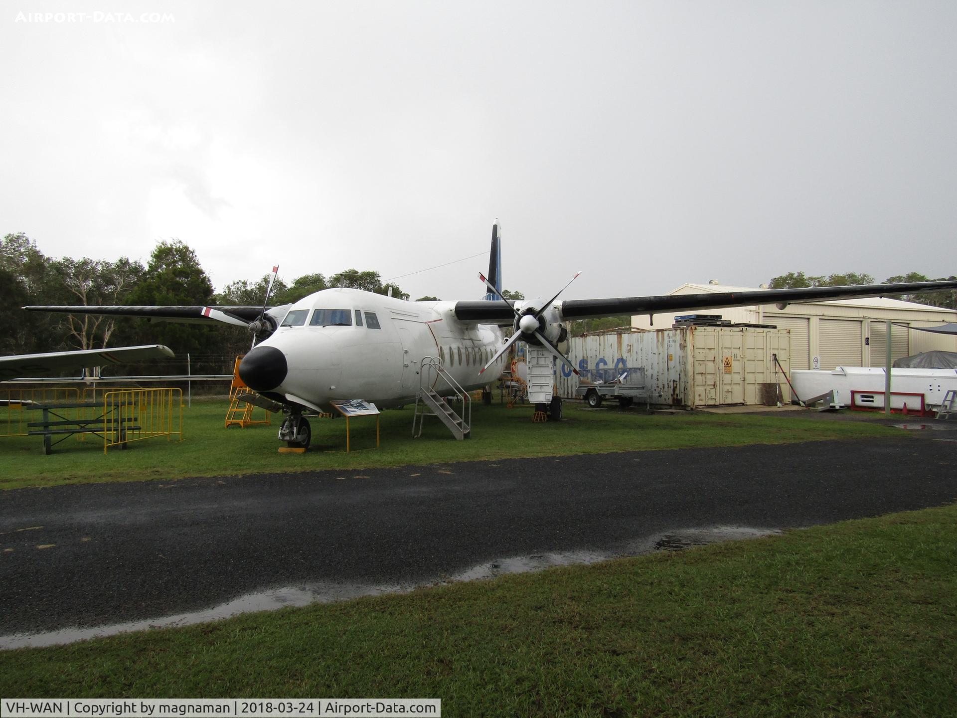 VH-WAN, 1966 Fokker F.27-600 Friendship C/N 10315, also marked as VH-FNQ which was a previous ID. At Caloundra Musuem