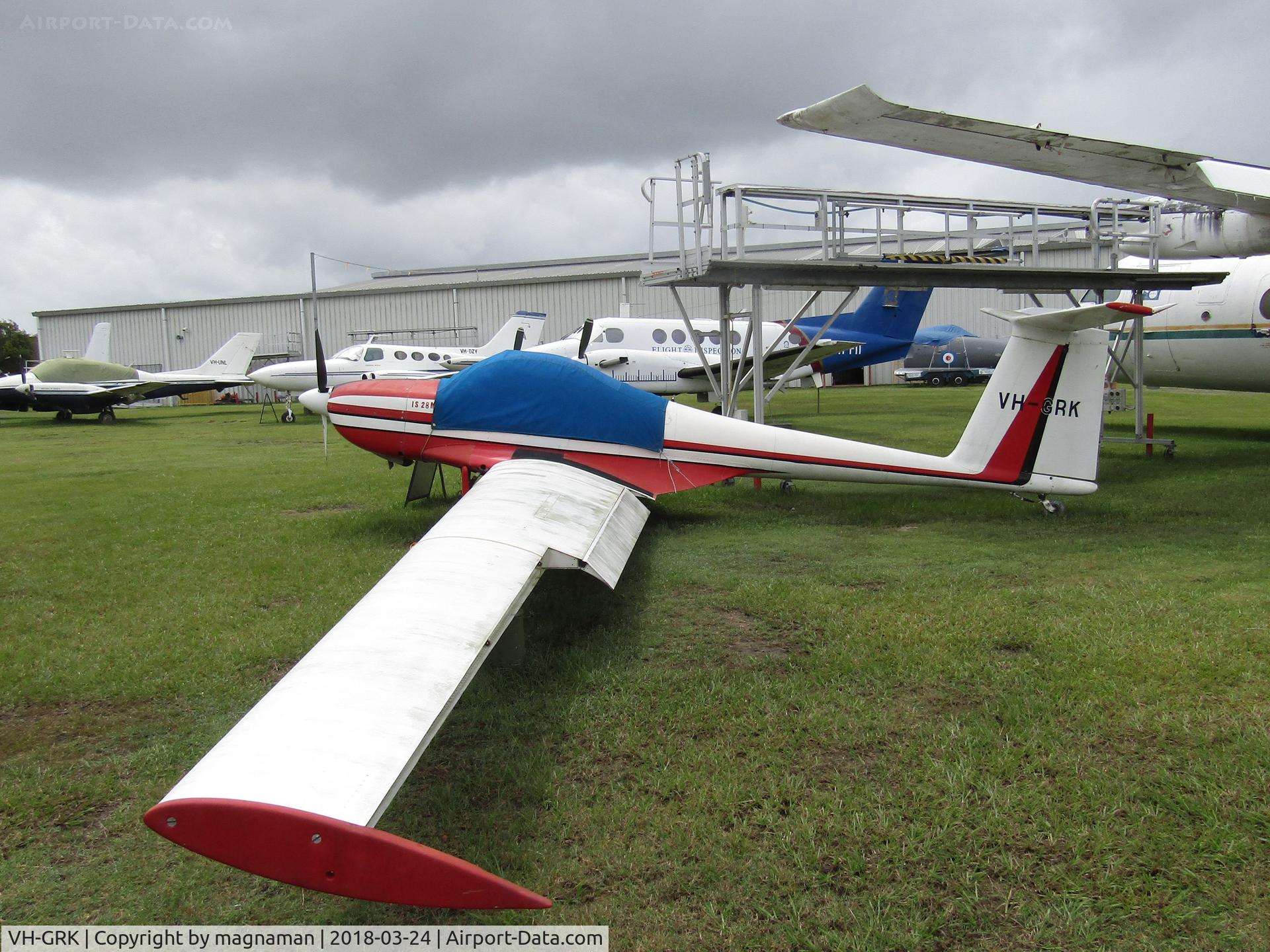 VH-GRK, 1981 ICA IS-28M2/80 C/N 045, a bit worse for wear - at caloundra musuem
