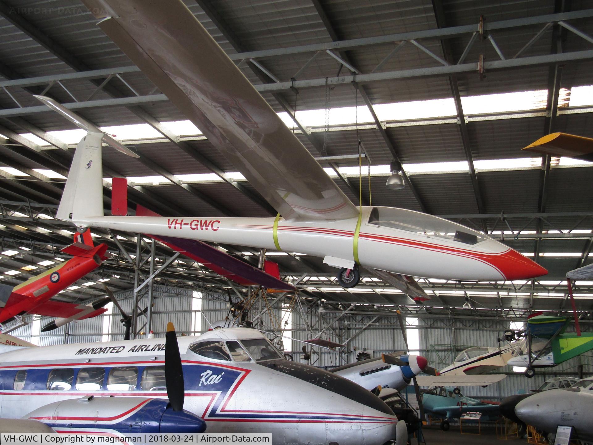 VH-GWC, 1975 ICA IS-29D C/N 050, inside at caloundra musuem