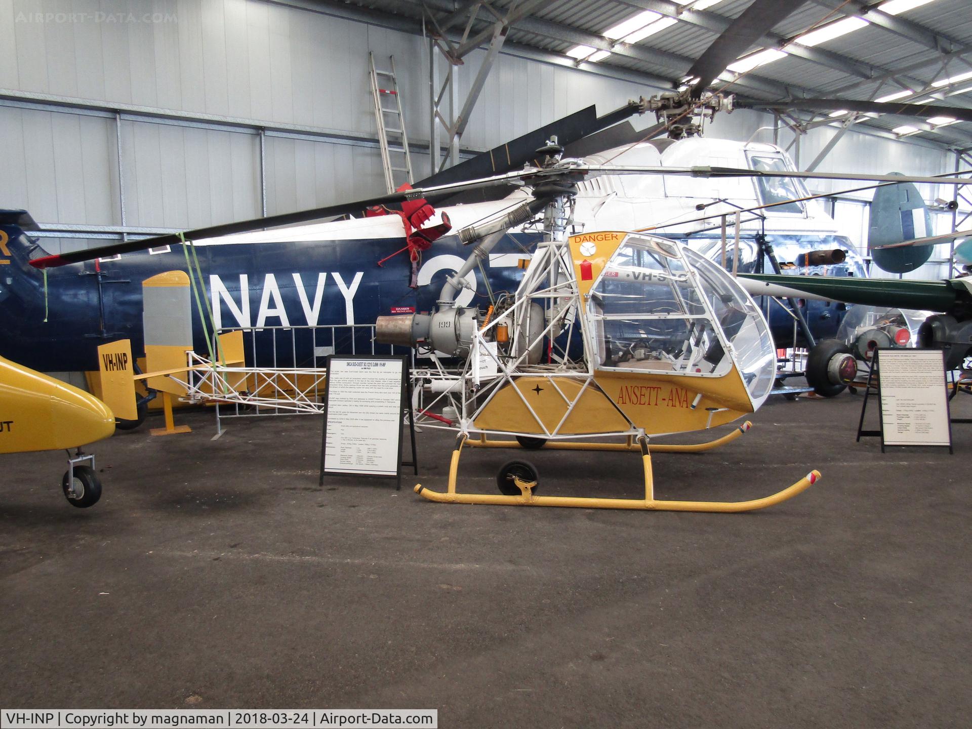 VH-INP, Sud-Ouest SO.1221S Djinn C/N 1005/FR23, at caloundra musuem