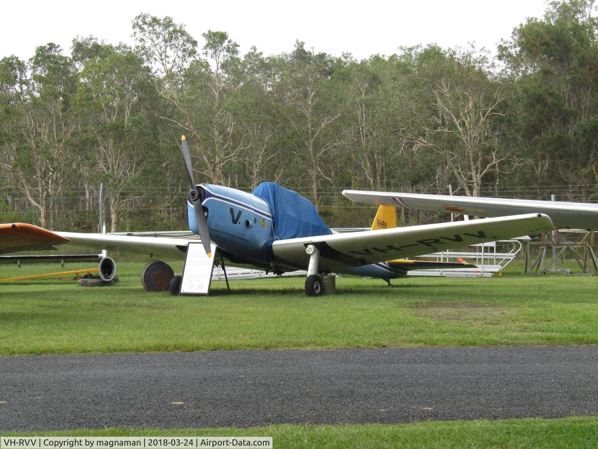 VH-RVV, De Havilland DHC-1 Chipmunk T.10 C/N C1/0484-DHB.f351, at caloundra musuem