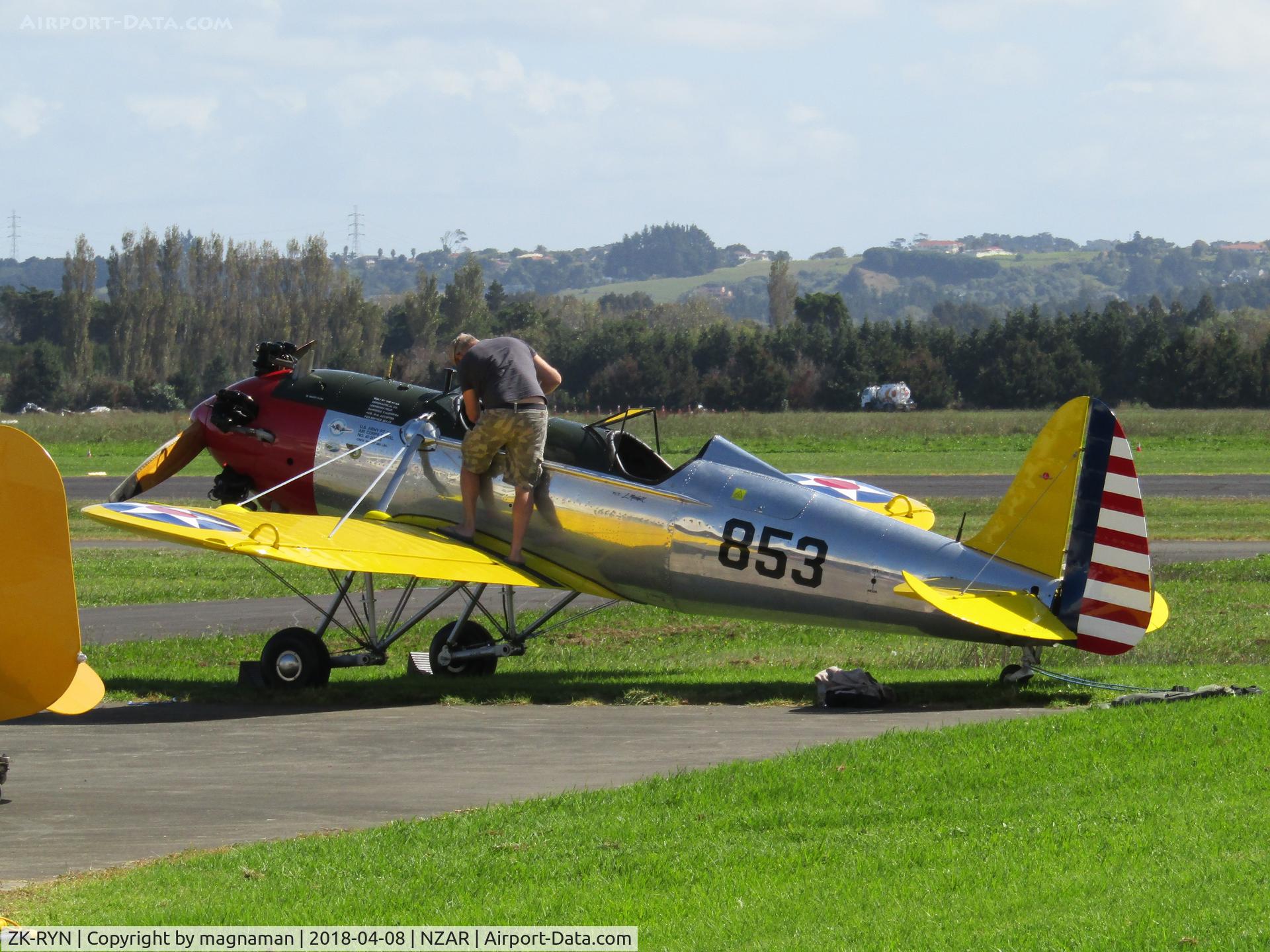 ZK-RYN, 1942 Ryan PT-22 Recruit (ST3KR) C/N 2062, At ardmore in sun