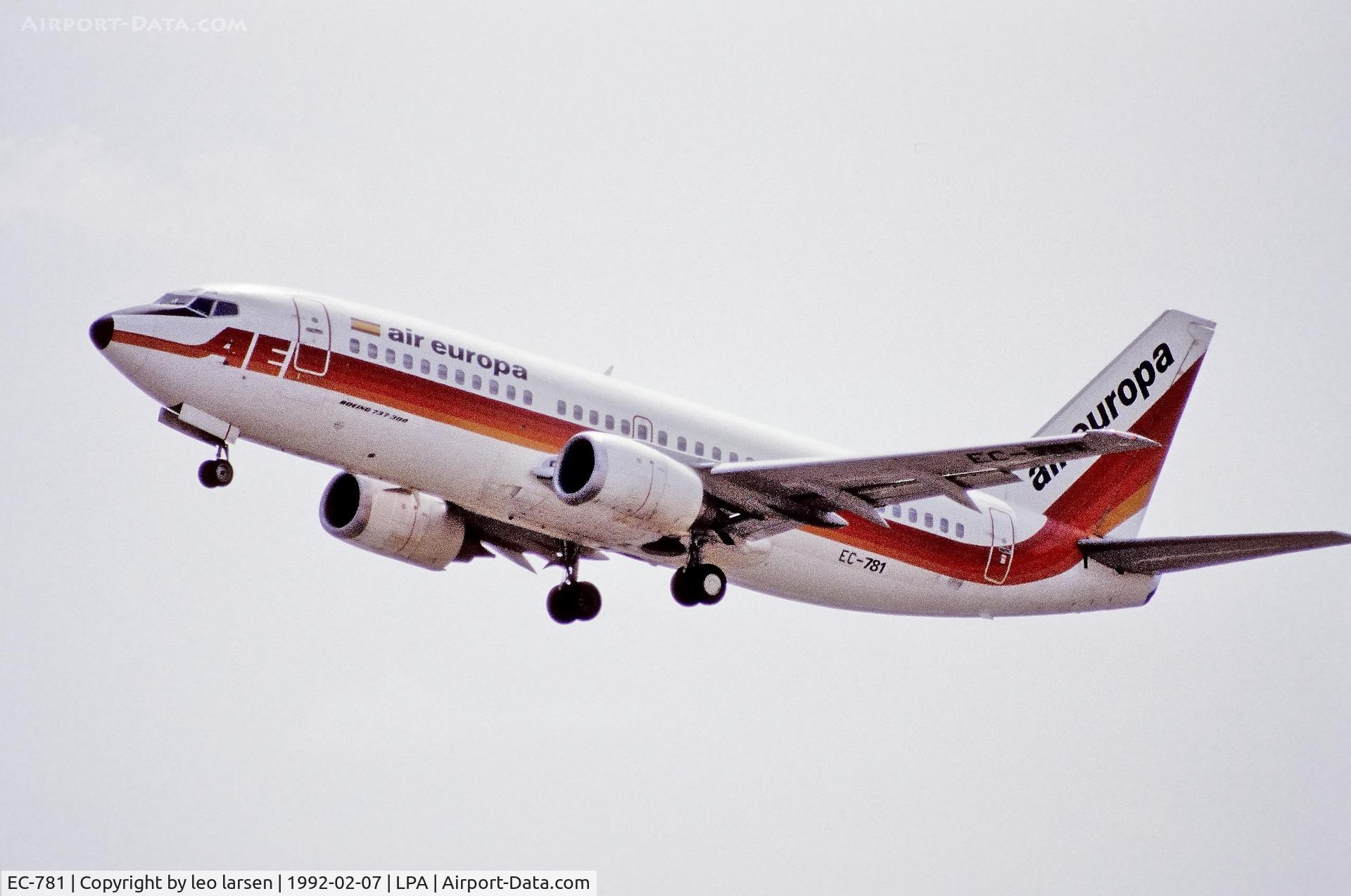 EC-781, 1987 Boeing 737-3Y0 C/N 23749, Las Palmas 7.2.1992