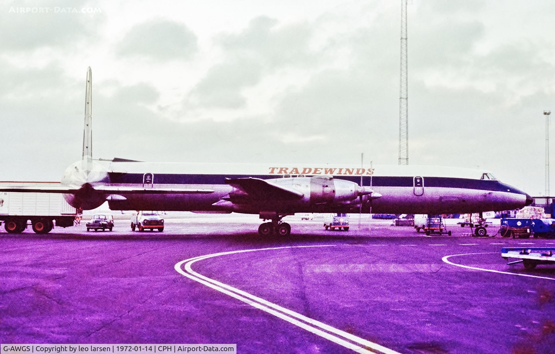 G-AWGS, 1961 Canadair CL-44D4-1 C/N 27, Copenhagen 14.1.1972