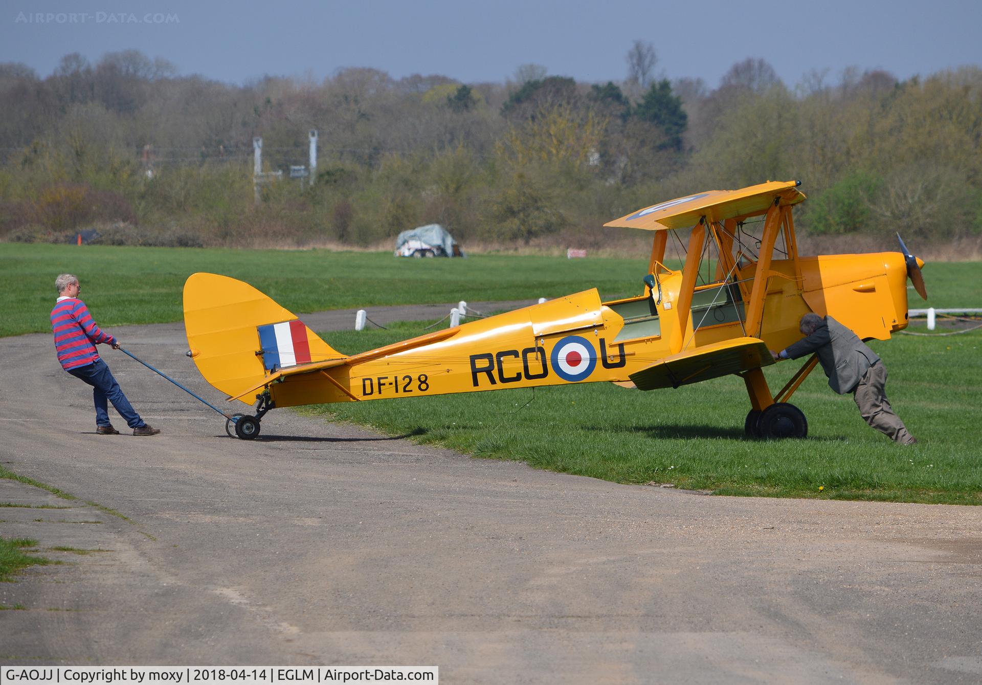 G-AOJJ, 1942 De Havilland DH-82A Tiger Moth II C/N 85877, De Havilland DH-82A Tiger Moth at White Waltham.