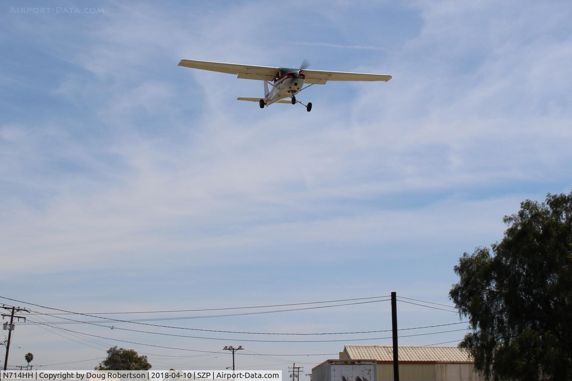 N714HH, 1977 Cessna 150M C/N 15079185, 1977 Cessna 150M, Continental O-200 100 Hp, on final Rwy 22