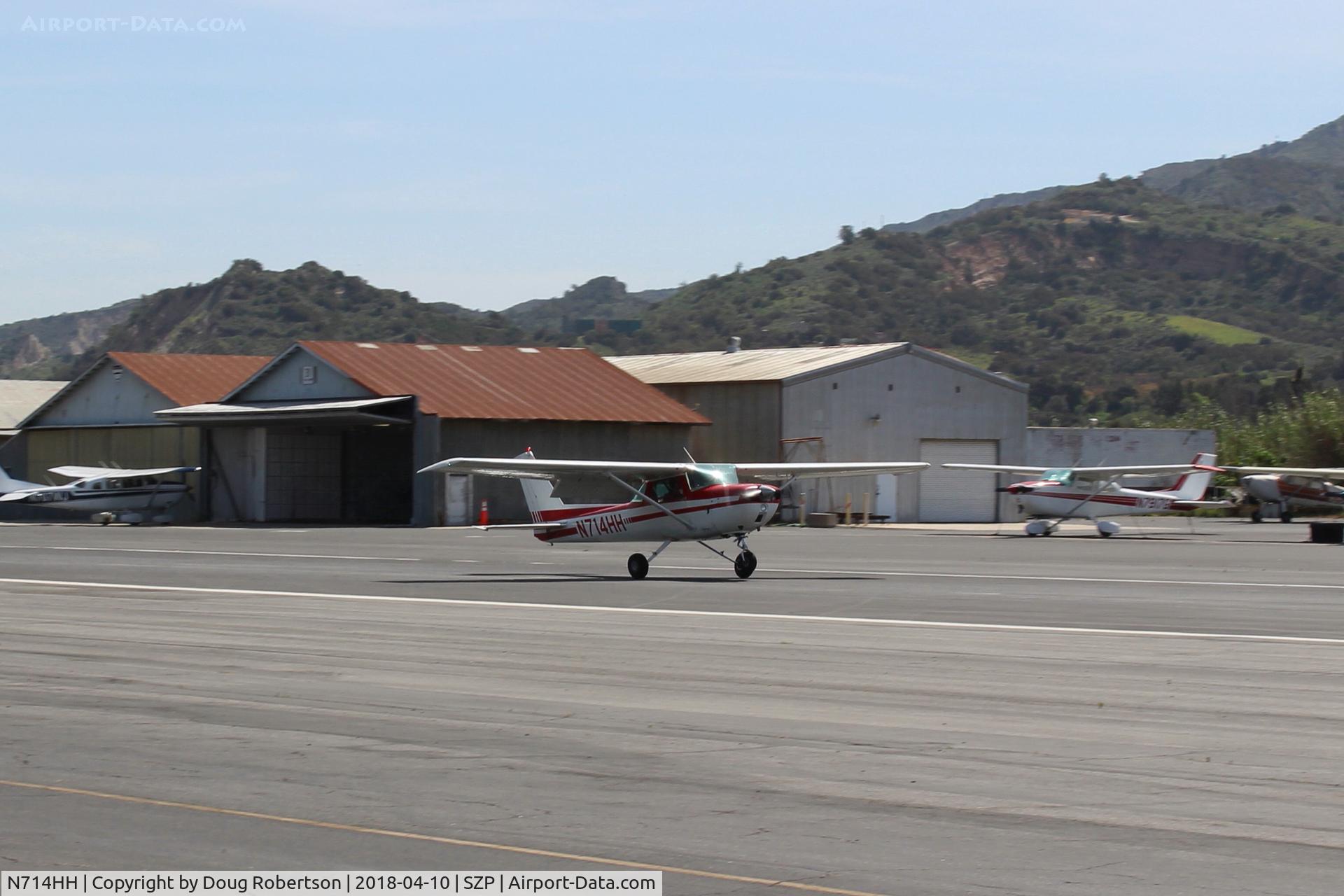 N714HH, 1977 Cessna 150M C/N 15079185, 1977 Cessna 150M, Continental O-200 100 Hp, landing roll Rwy 22