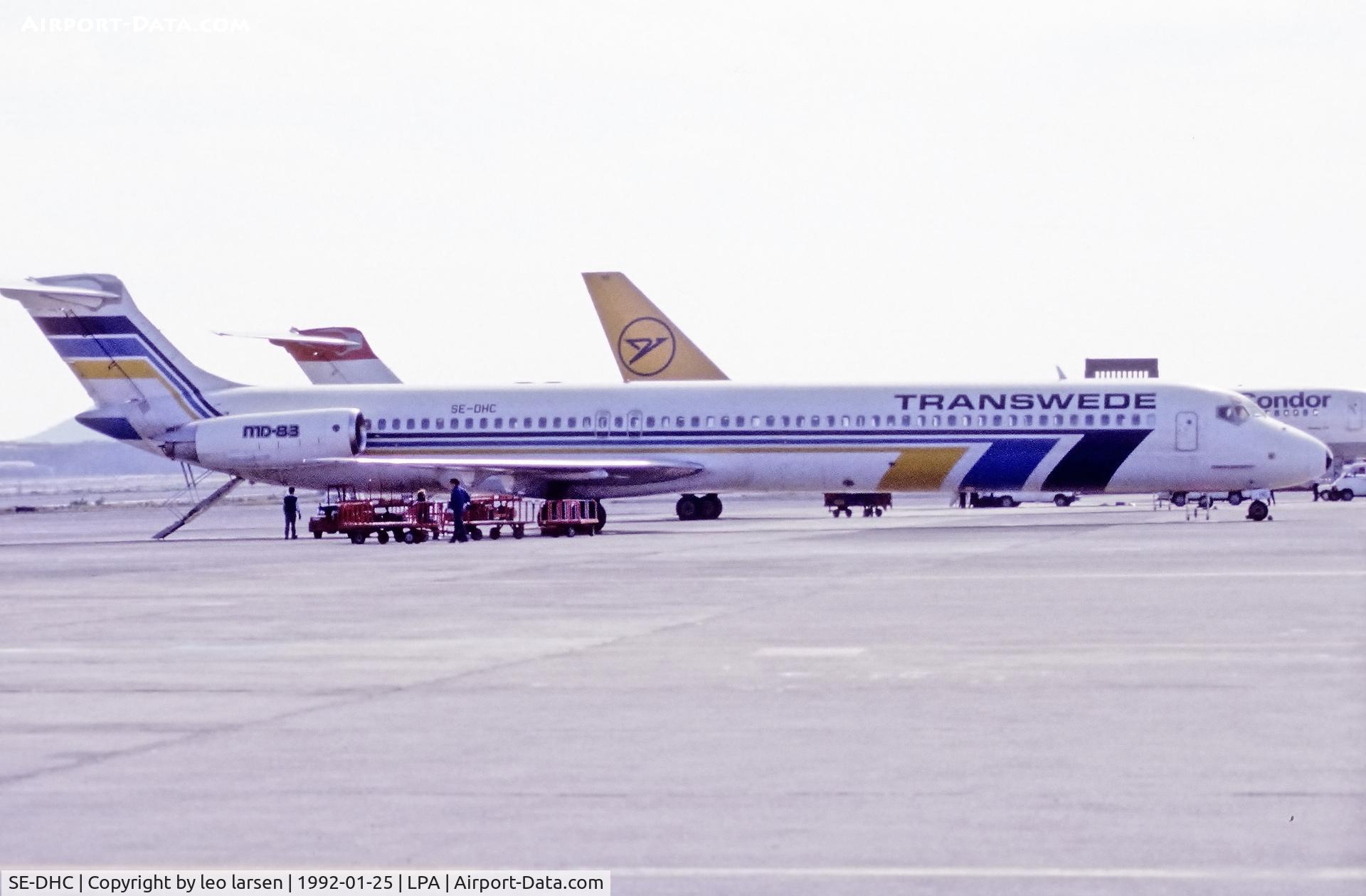 SE-DHC, 1986 McDonnell Douglas MD-83 (DC-9-83) C/N 49397, Las Palmas 25.1.1992