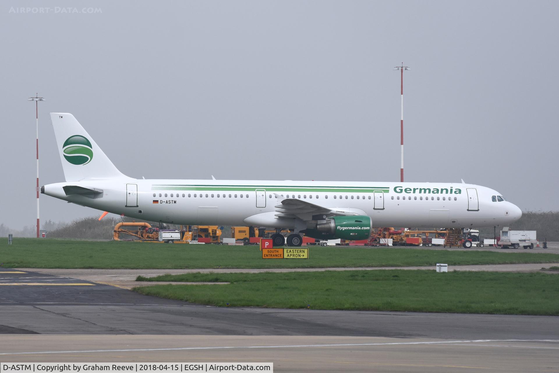 D-ASTM, 2001 Airbus A321-211 C/N 1629, Parked at Norwich.