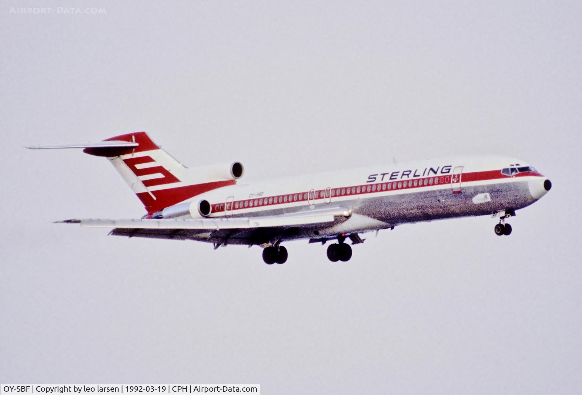 OY-SBF, 1980 Boeing 727-2J4F C/N 22080, Copenhagen 19.3.1992