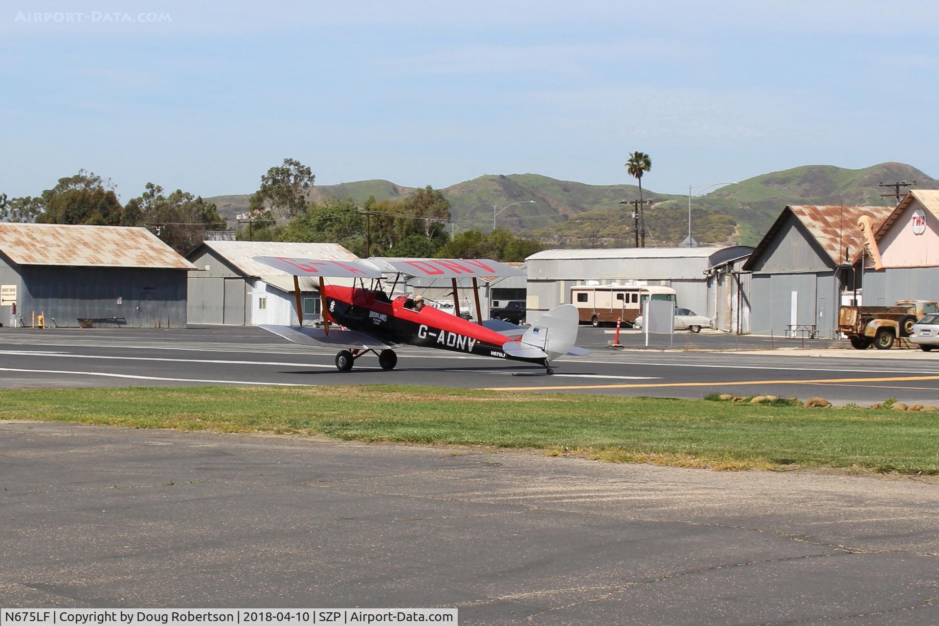 N675LF, 1944 De Havilland DH-82A Tiger Moth II C/N 86572, 1944 DeHavilland DH-82A TIGER MOTH II, Dehavilland GIPSY MOTH II 4 cylinder in-line air-cooled 135 Hp, set to commence takeoff roll Rwy 22