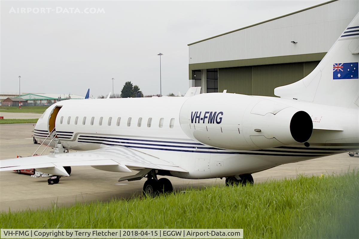 VH-FMG, 1999 Bombardier BD-700-1A10 Global Express C/N 9015, At London Luton