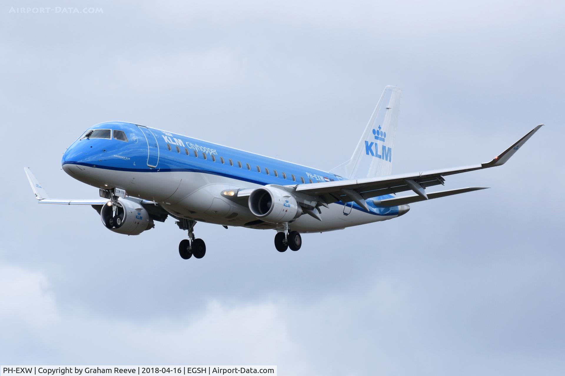 PH-EXW, 2018 Embraer ERJ-175STD (ERJ-170-200) C/N 17000710, Landing at Norwich.