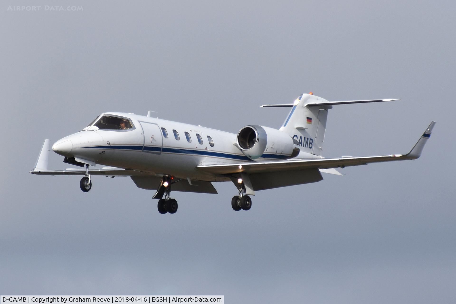 D-CAMB, 1998 Learjet 31A C/N 31-155, Landing at Norwich.