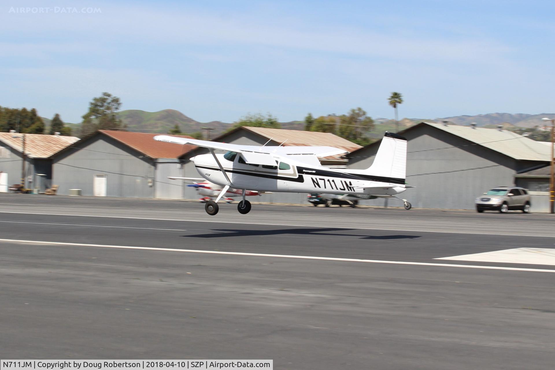N711JM, 1974 Cessna 180J C/N 18052523, 1974 Cessna 180J SKYWAGON, Continental O-470 230 Hp, landing roll Rwy 22