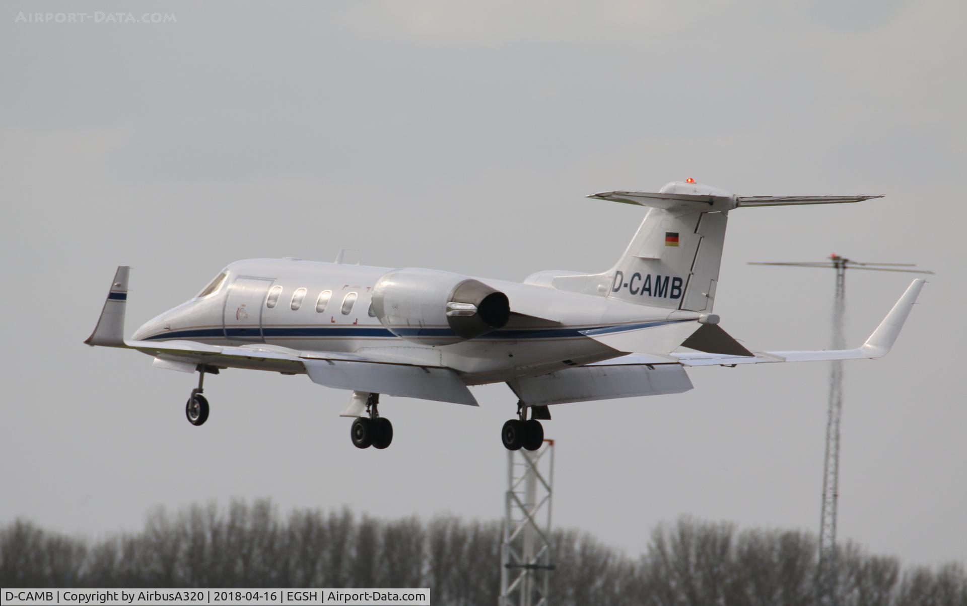 D-CAMB, 1998 Learjet 31A C/N 31-155, Arriving on RWY 27 Norwich