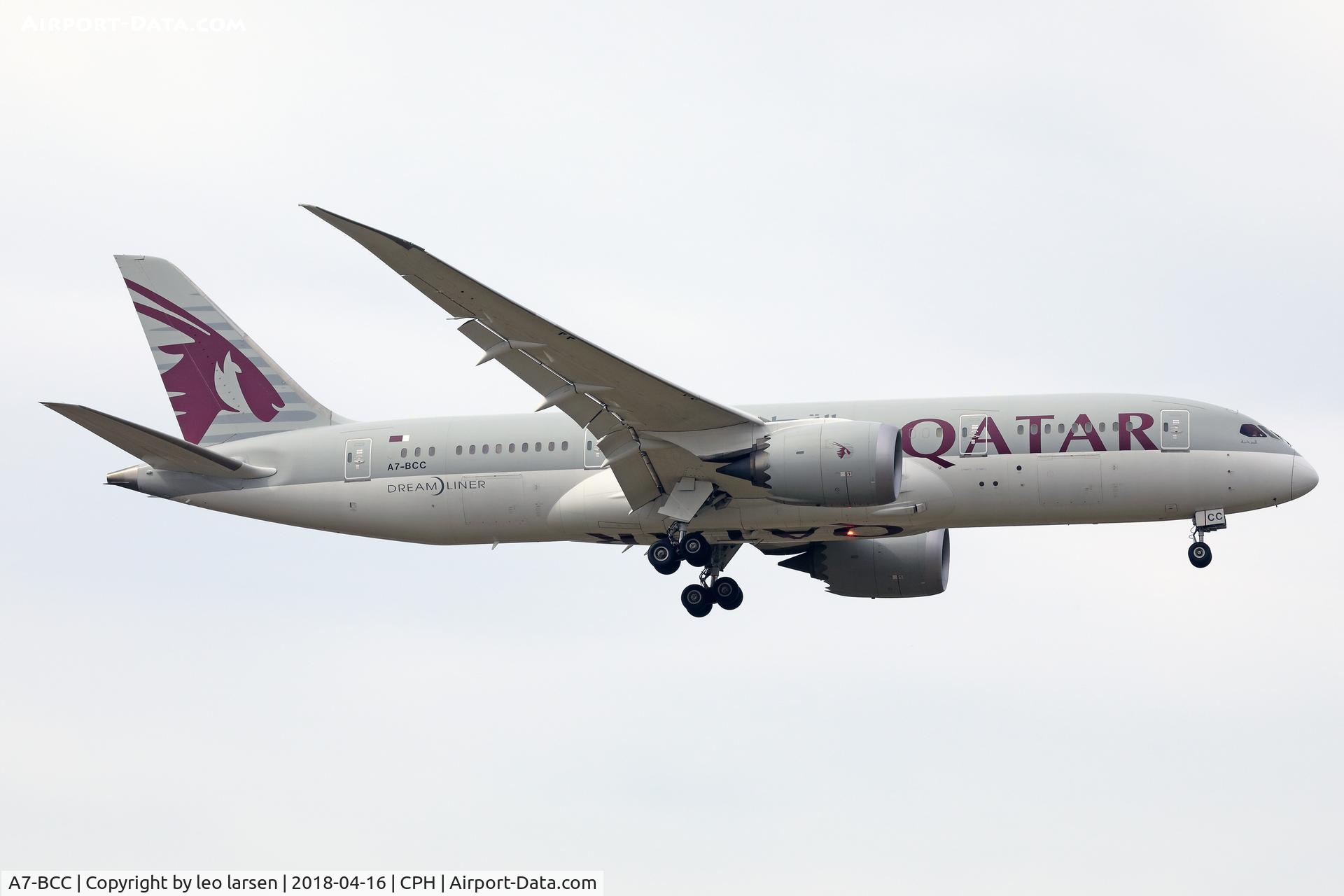 A7-BCC, 2012 Boeing 787-8 Dreamliner C/N 38321, Copenhagen 16.4.2018 L/D R-04L