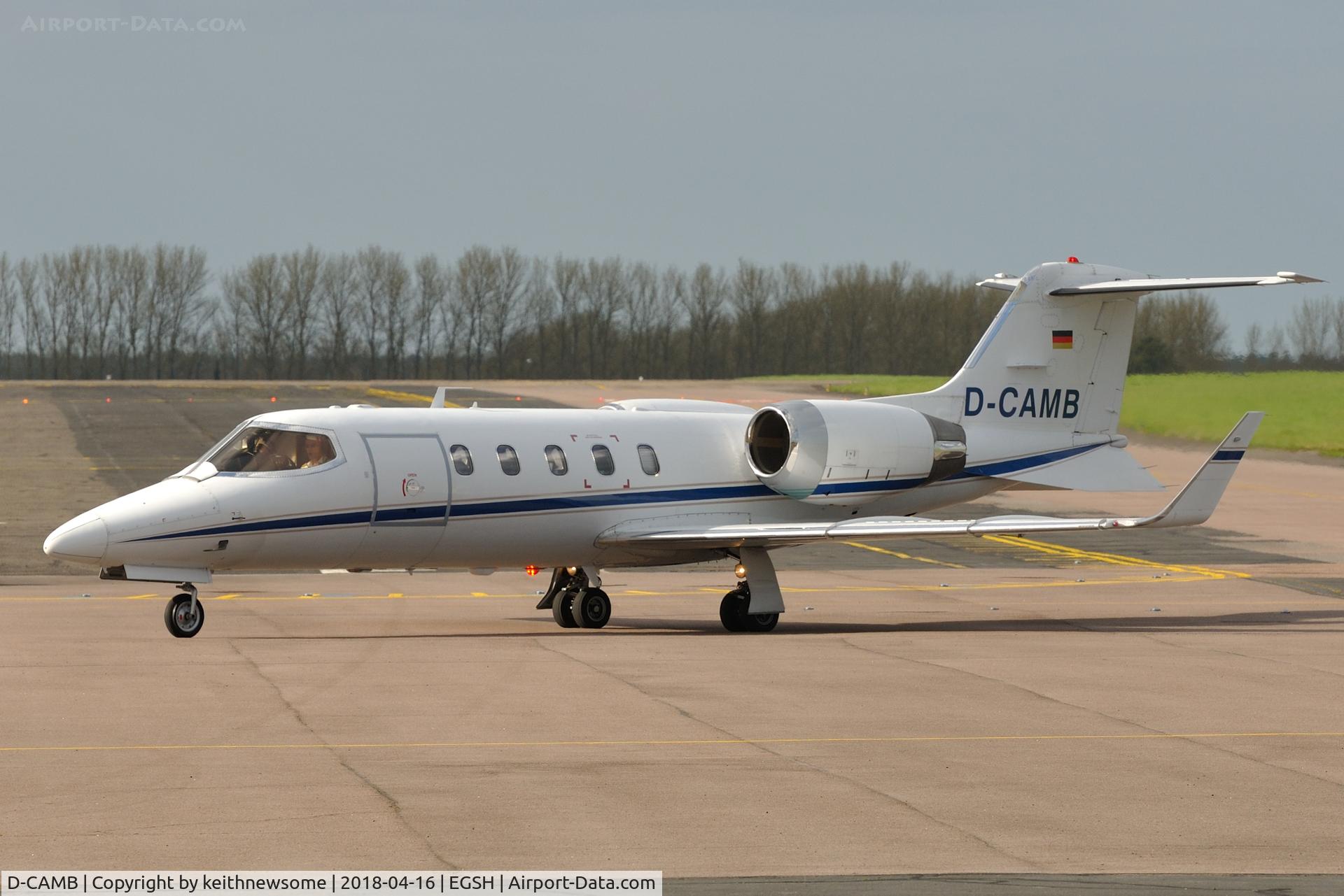 D-CAMB, 1998 Learjet 31A C/N 31-155, Arriving at Norwich from Malaga.