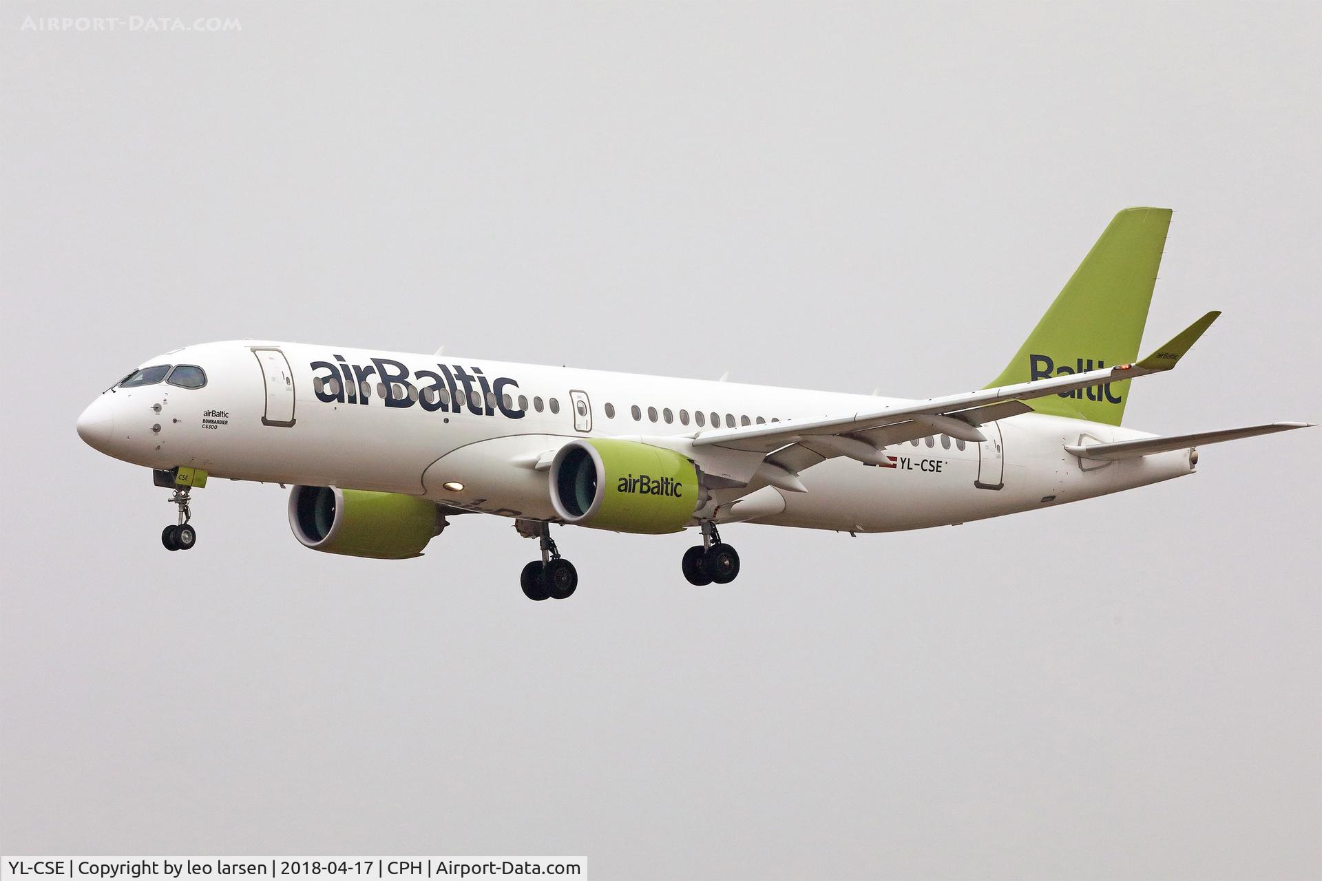 YL-CSE, 2017 Bombardier CSeries CS300 (BD-500-1A11) C/N 55007, Copenhagen 17.4.2018 L/D R-22L